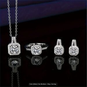 S925 Sterling Silver Natural Stone Earrings Set Necklace