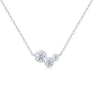 White Dew Luxury Fashion Diamond Pendant Necklace Set With Mosan Diamond Silver Ornaments