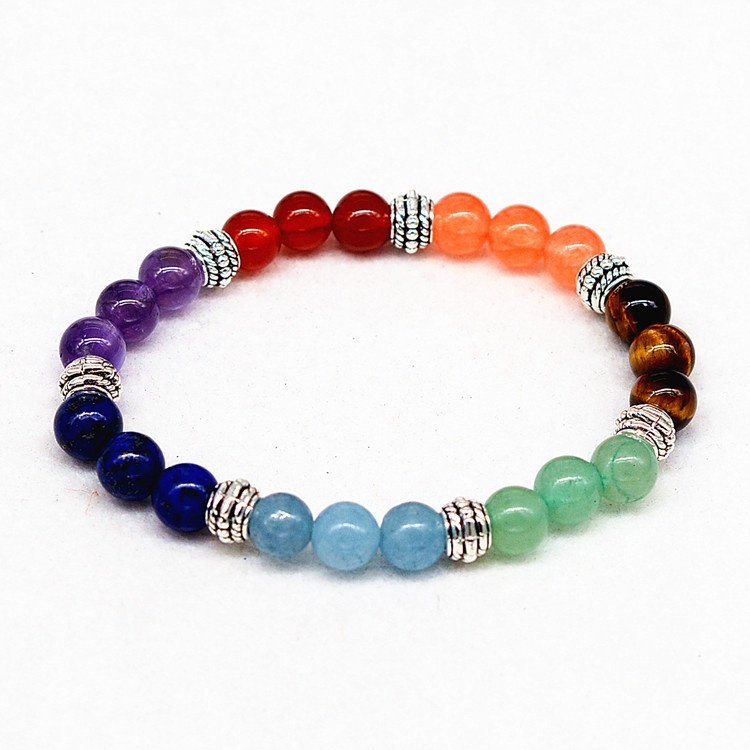 Natural Stone Colorful Chakra Energy Yoga Bracelet - Image 8