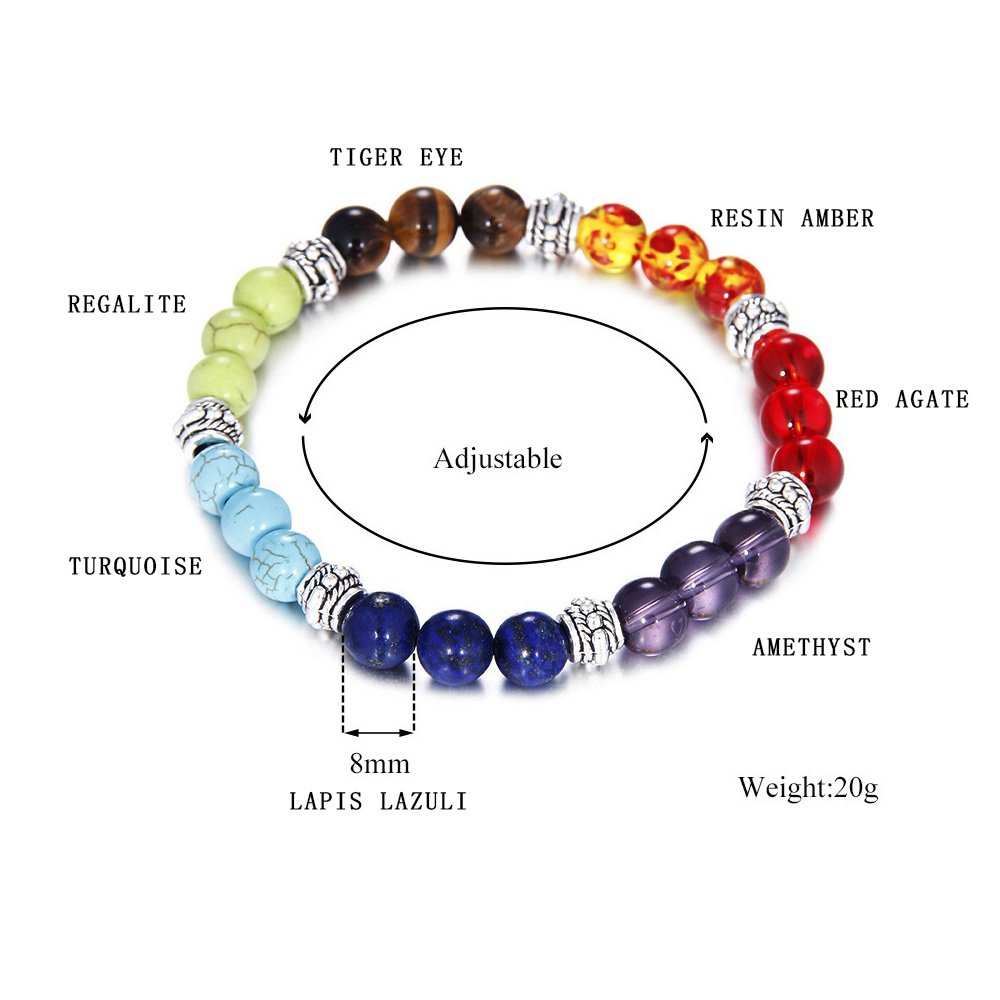 Natural Stone Colorful Chakra Energy Yoga Bracelet - Image 3