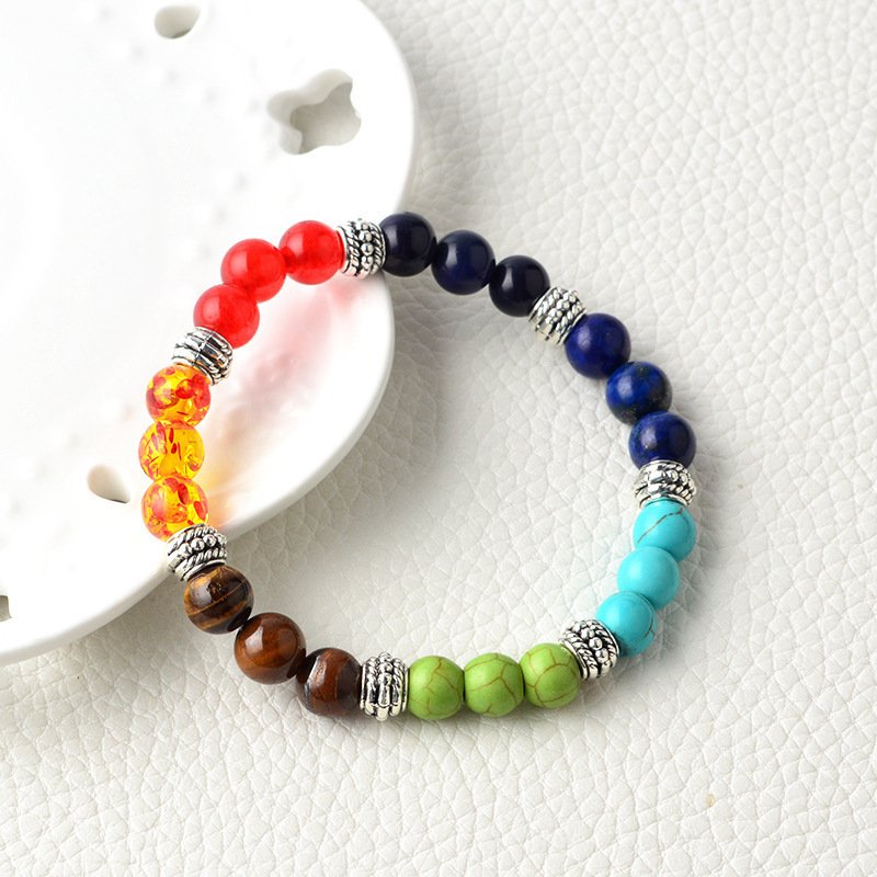 Natural Stone Colorful Chakra Energy Yoga Bracelet - Image 10