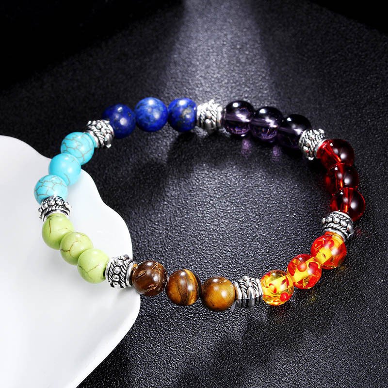 Natural Stone Colorful Chakra Energy Yoga Bracelet - Image 5
